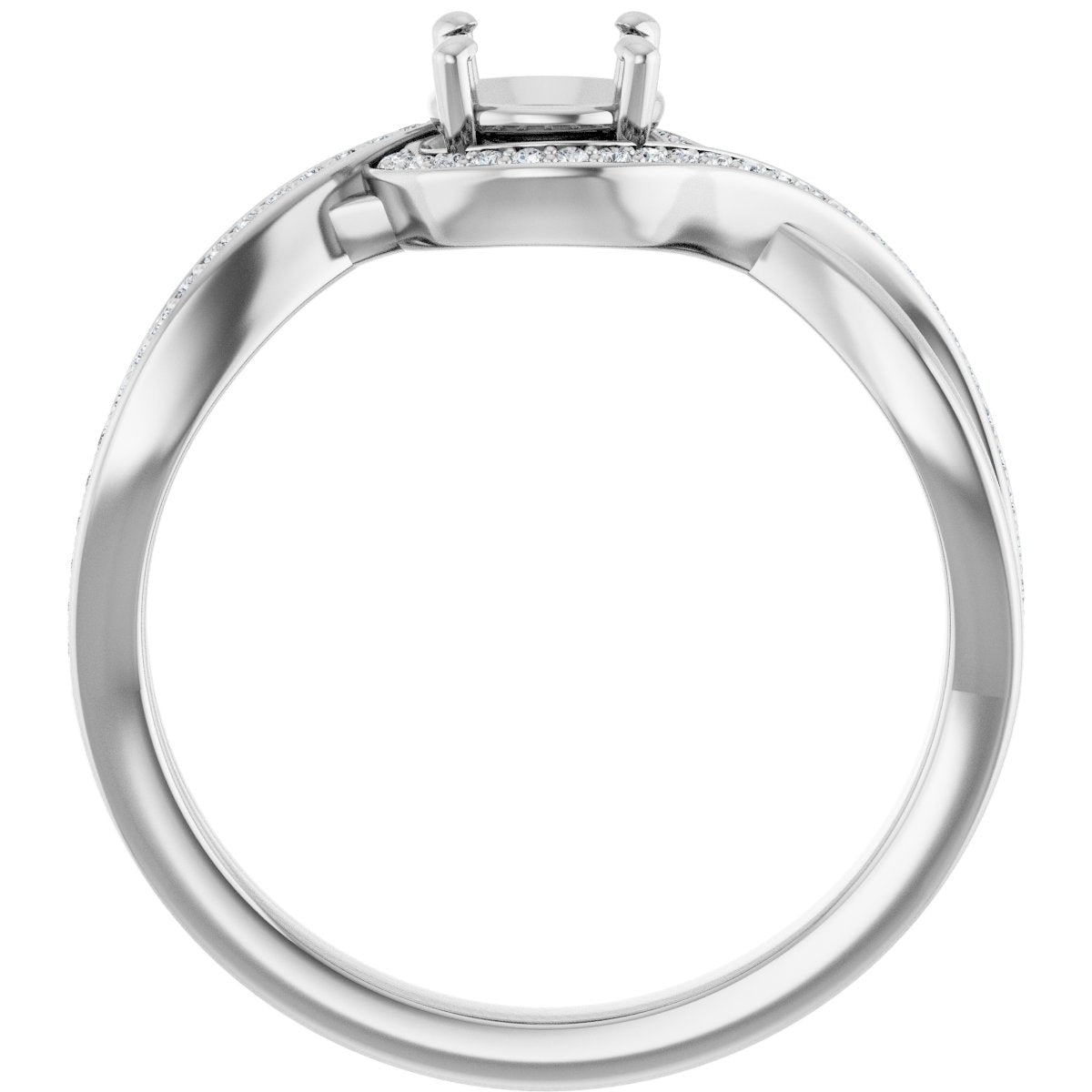 Round Halo-Style Bypass Engagement Ring Semi-Mount - gallery - Series 123023