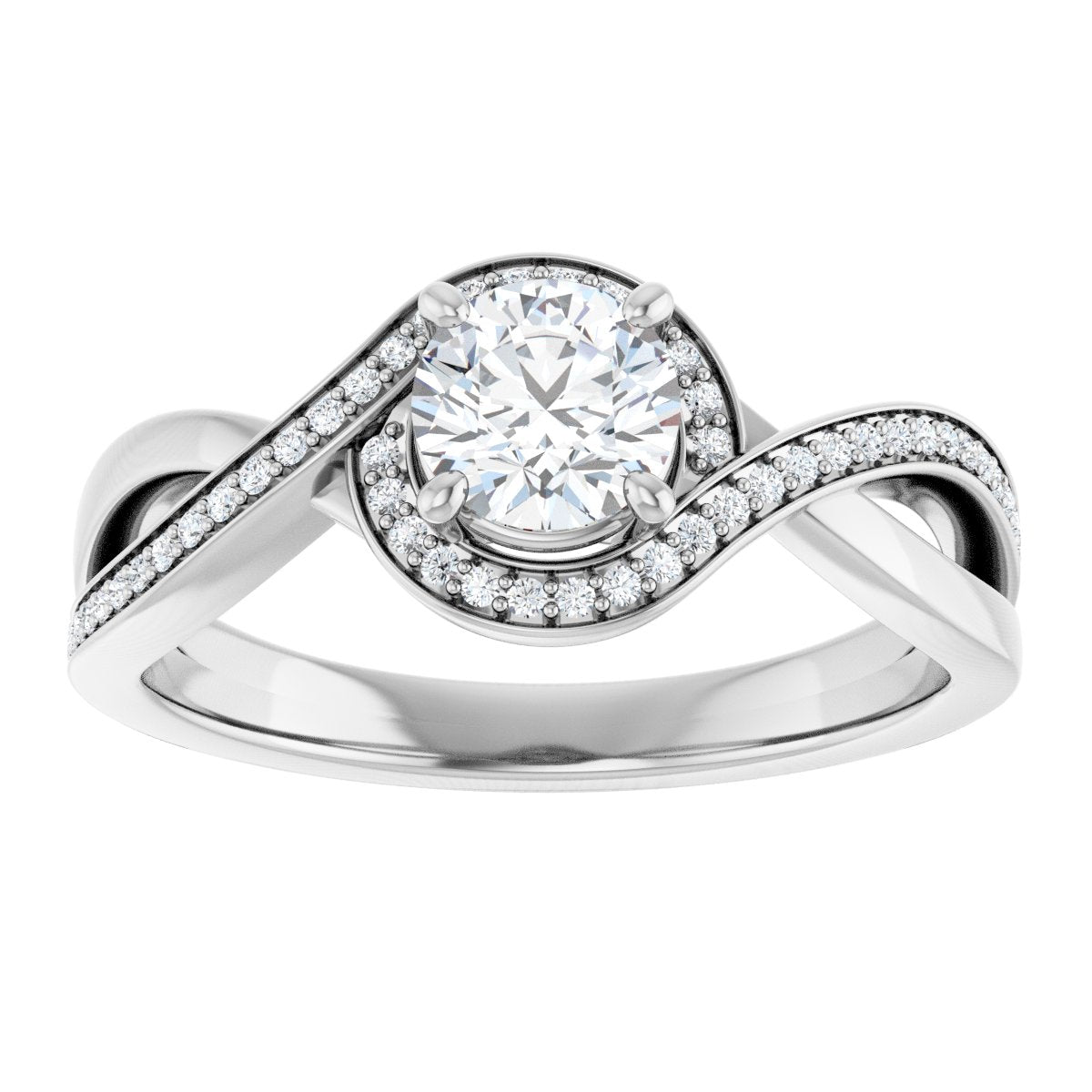 Round Halo-Style Bypass Engagement Ring Semi-Mount - gallery - Series 123023