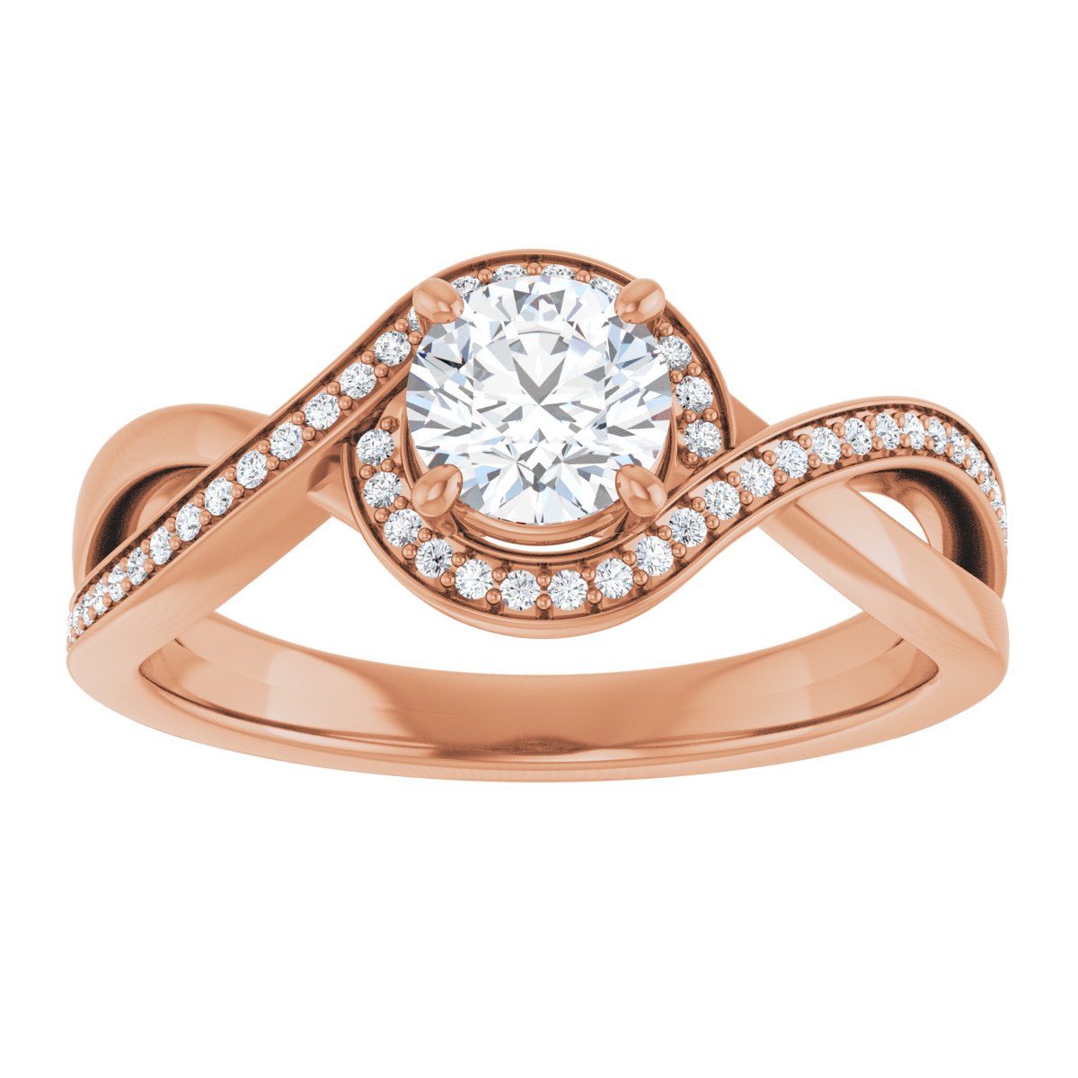 Round Halo-Style Bypass Engagement Ring Semi-Mount - gallery - Series 123023