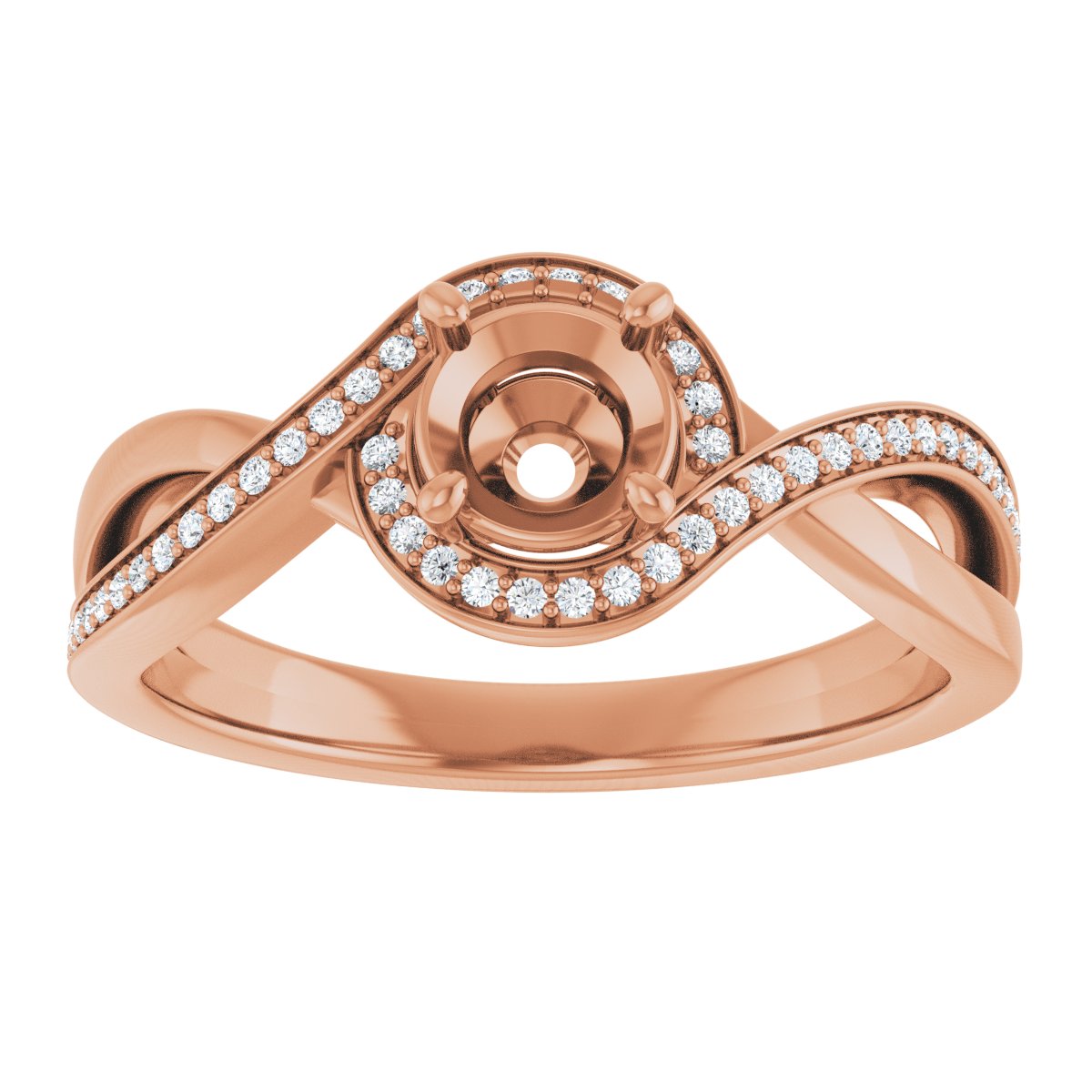 Round Halo-Style Bypass Engagement Ring Semi-Mount - gallery - Series 123023
