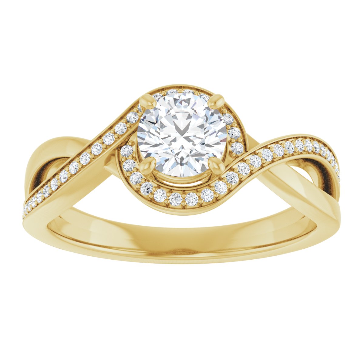 Round Halo-Style Bypass Engagement Ring Semi-Mount - gallery - Series 123023