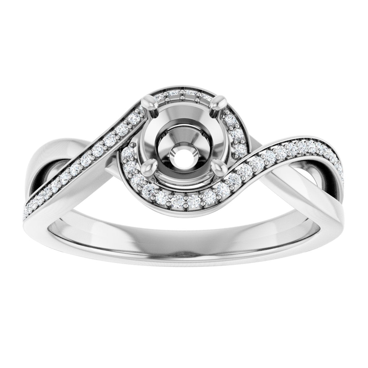 Round Halo-Style Bypass Engagement Ring Semi-Mount - gallery - Series 123023