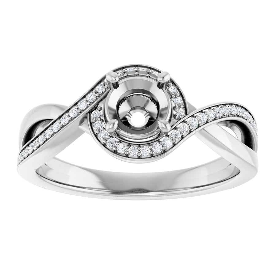 Round Halo-Style Bypass Engagement Ring Semi-Mount - gallery - Series 123023