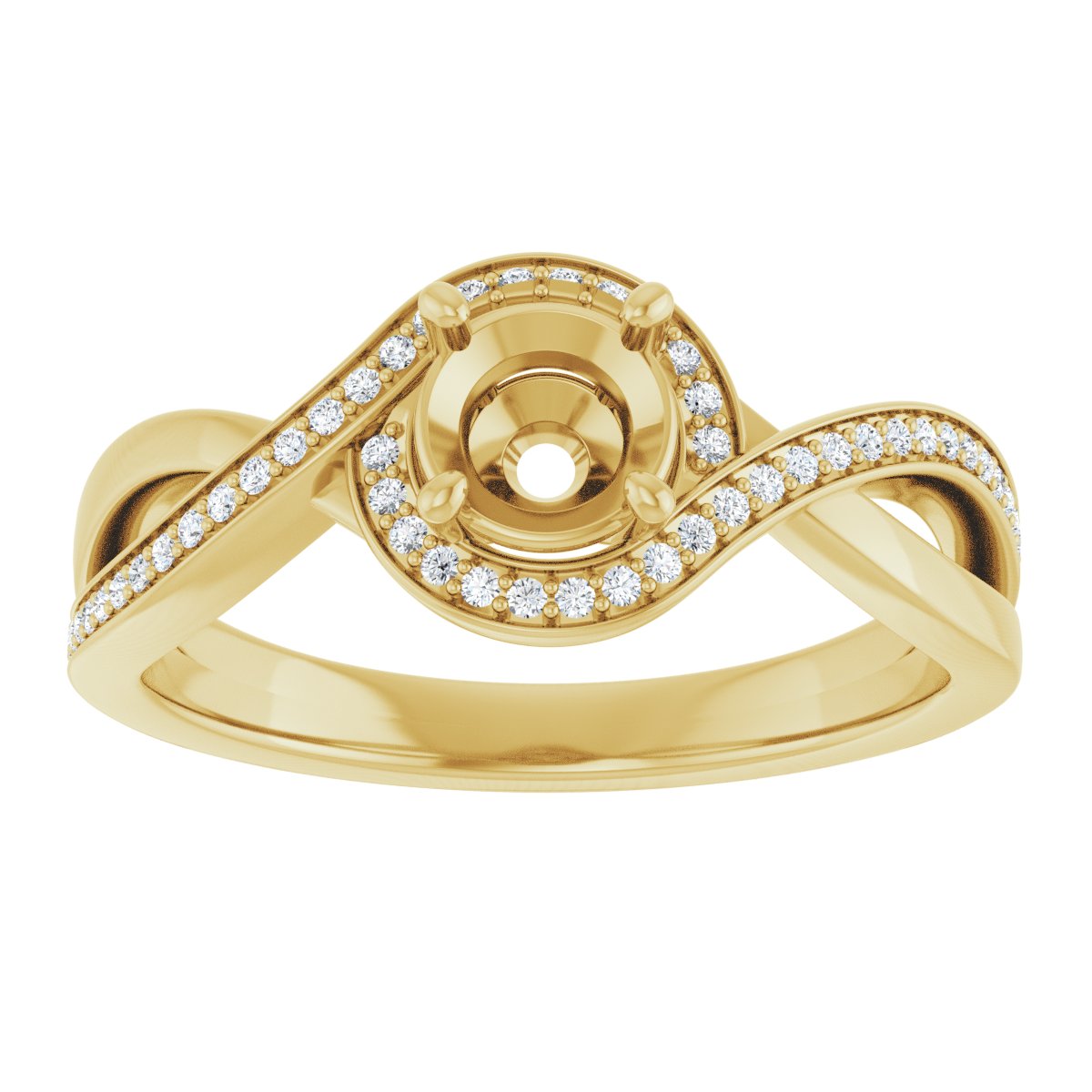 Round Halo-Style Bypass Engagement Ring Semi-Mount - gallery - Series 123023