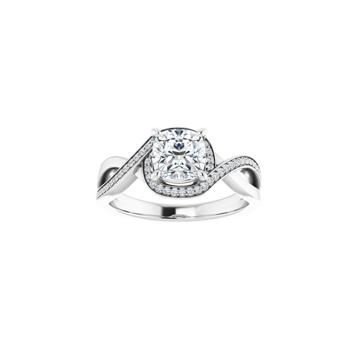 Cushion Halo-Style Bypass Engagement Ring Semi-Mount - gallery - Series 123023