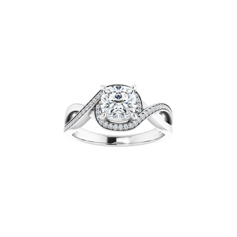 Cushion Halo-Style Bypass Engagement Ring Semi-Mount - gallery - Series 123023