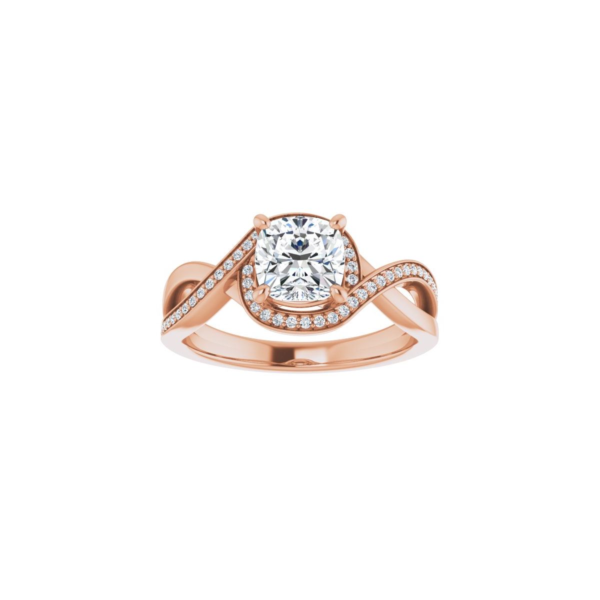 Cushion Halo-Style Bypass Engagement Ring Semi-Mount - gallery - Series 123023