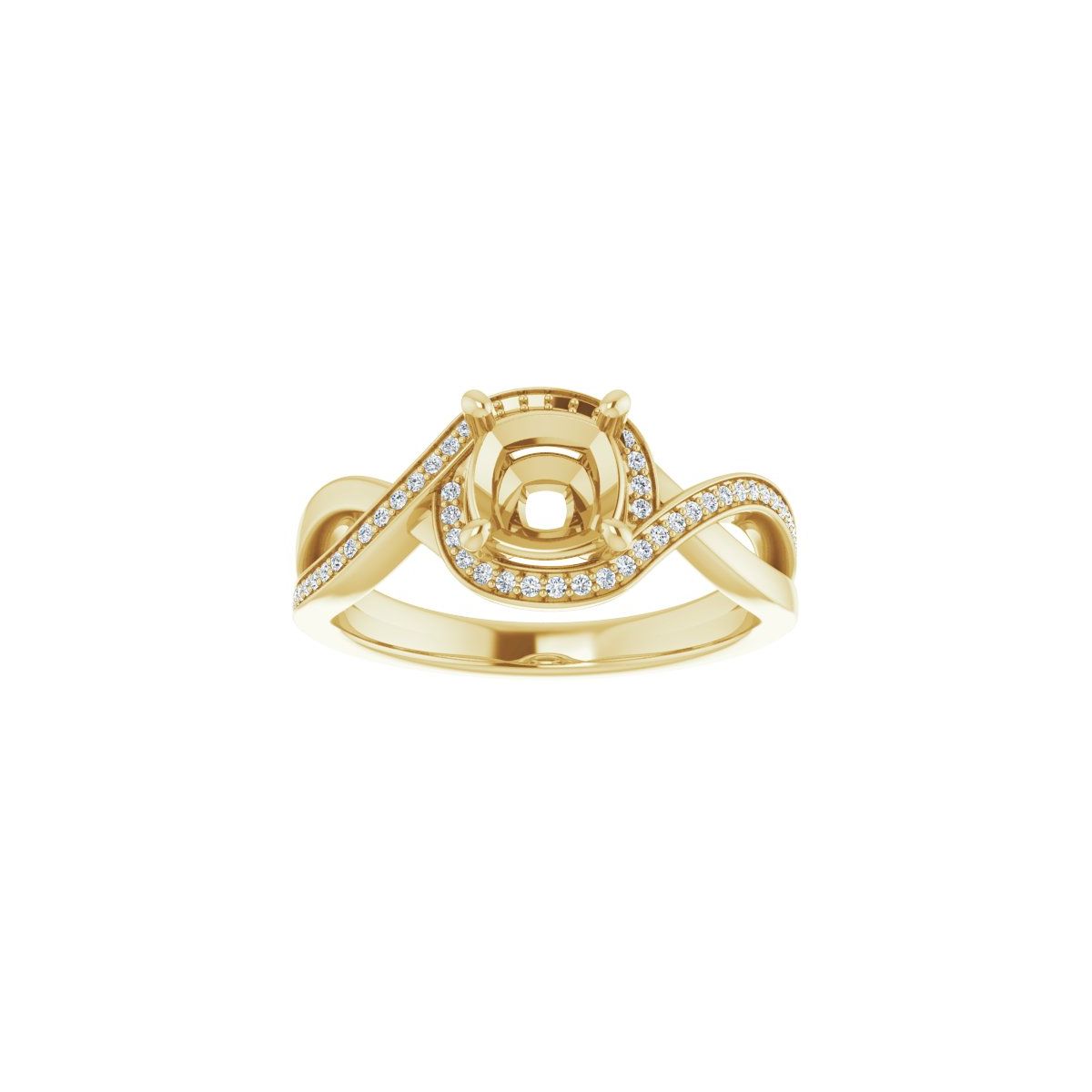 Cushion Halo-Style Bypass Engagement Ring Semi-Mount - gallery - Series 123023