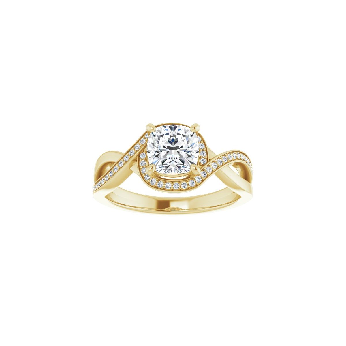 Cushion Halo-Style Bypass Engagement Ring Semi-Mount - gallery - Series 123023