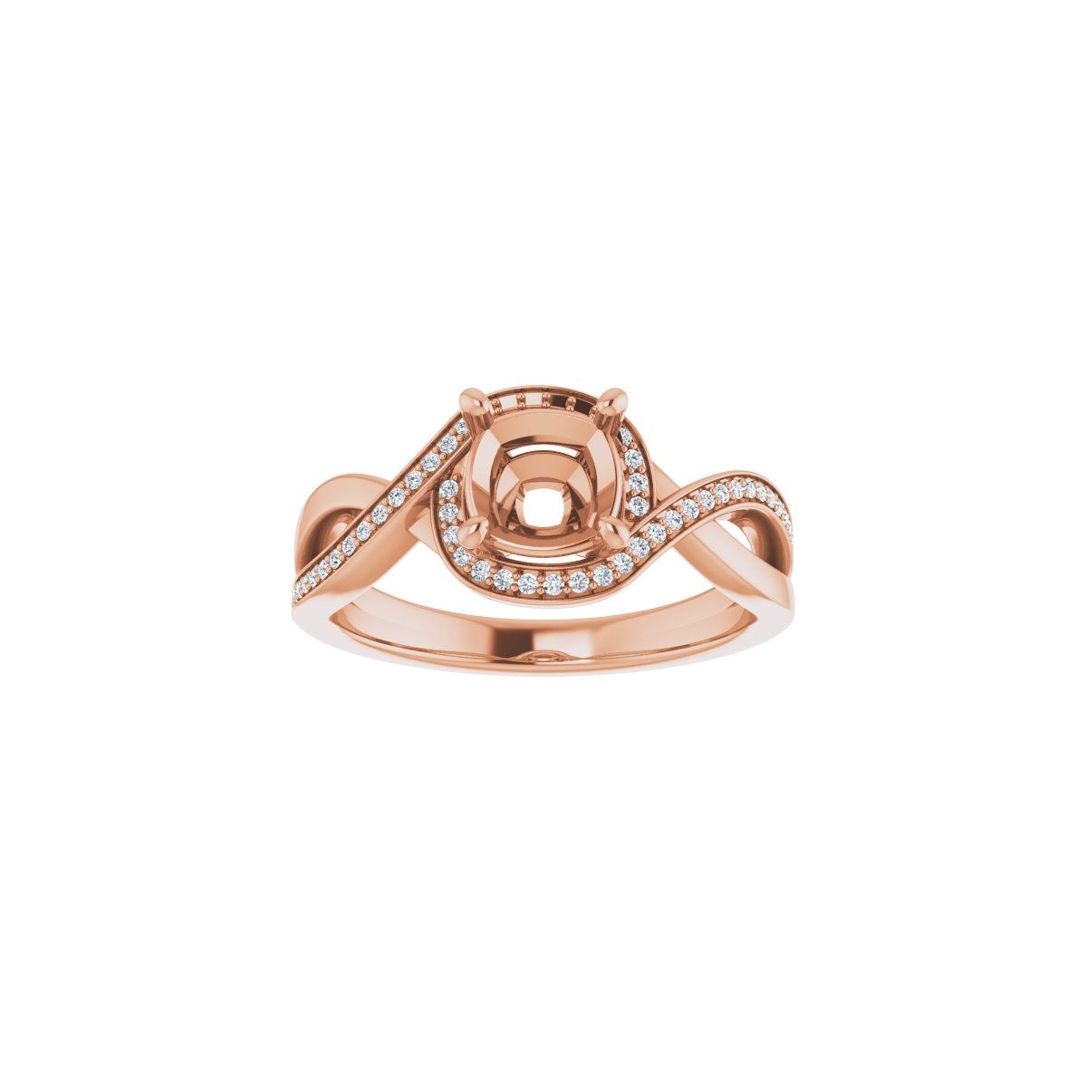 Cushion Halo-Style Bypass Engagement Ring Semi-Mount - gallery - Series 123023