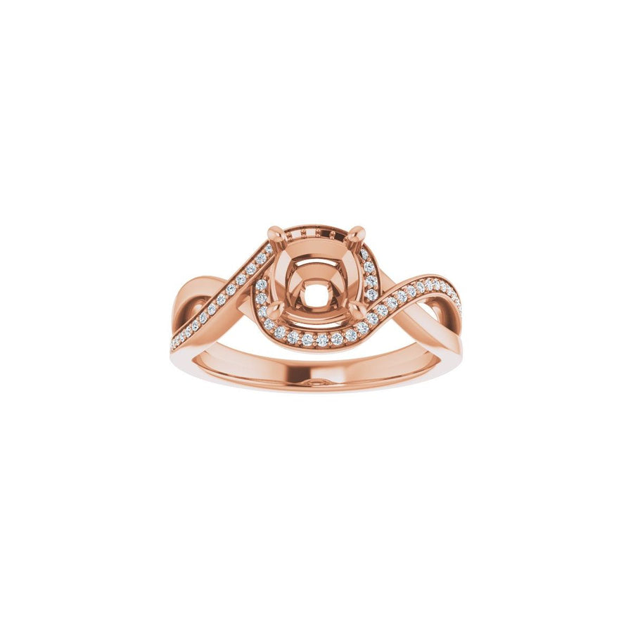 Cushion Halo-Style Bypass Engagement Ring Semi-Mount - gallery - Series 123023