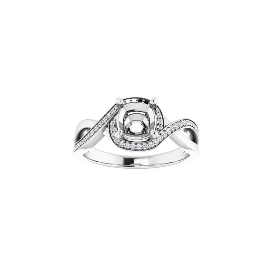 Cushion Halo-Style Bypass Engagement Ring Semi-Mount - gallery - Series 123023