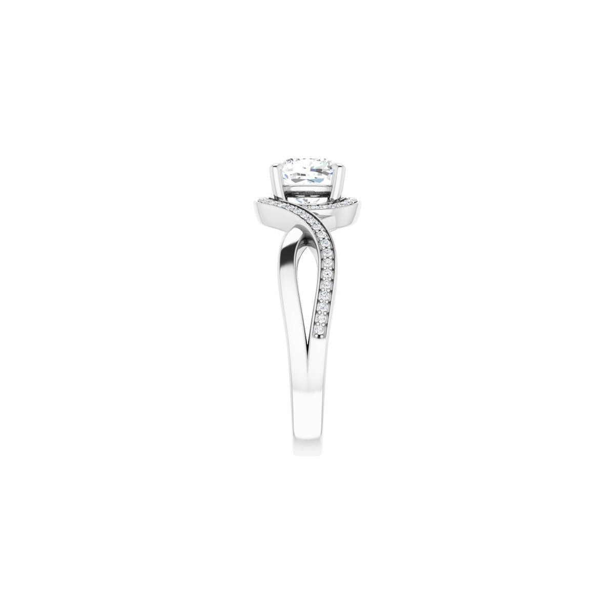 Cushion Halo-Style Bypass Engagement Ring Semi-Mount - gallery - Series 123023
