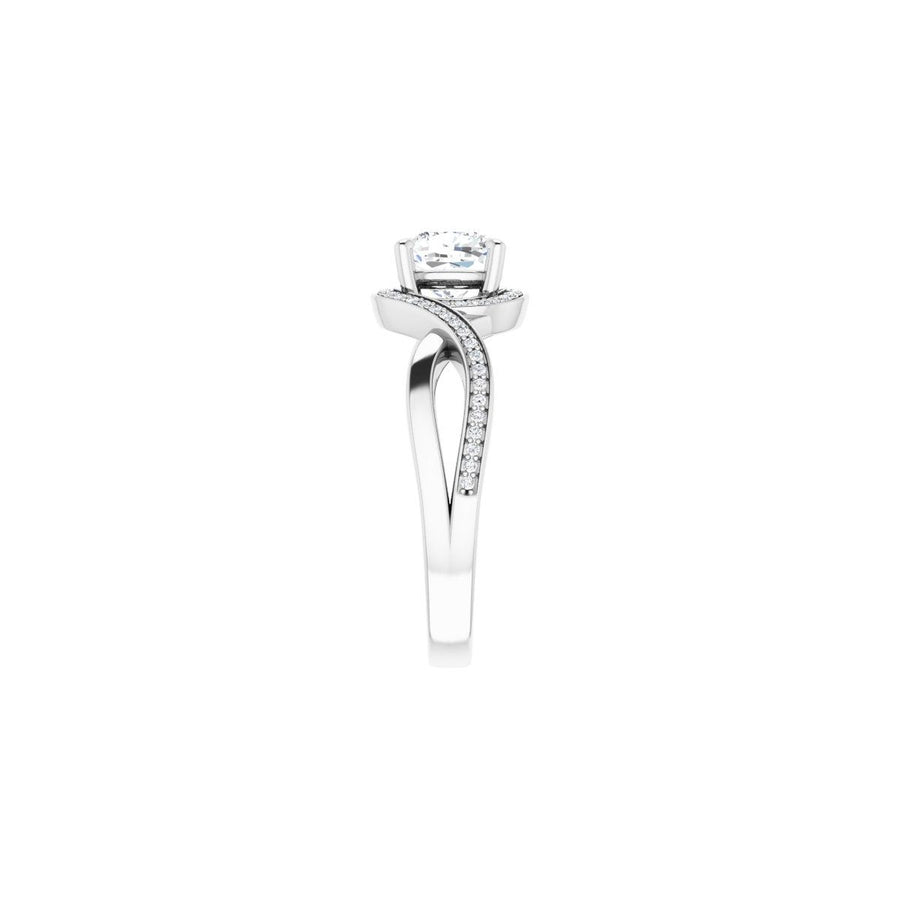 Cushion Halo-Style Bypass Engagement Ring Semi-Mount - gallery - Series 123023