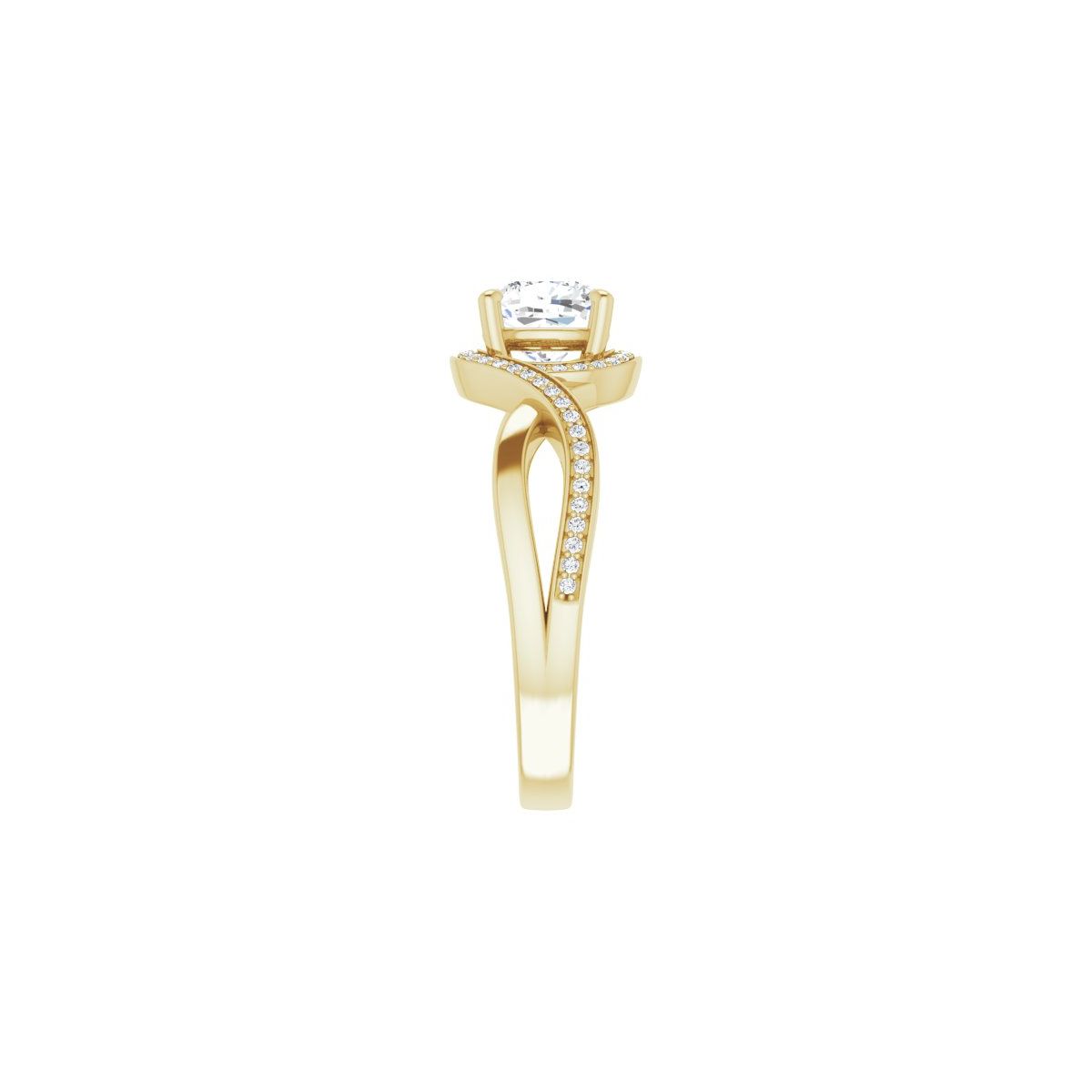 Cushion Halo-Style Bypass Engagement Ring Semi-Mount - gallery - Series 123023