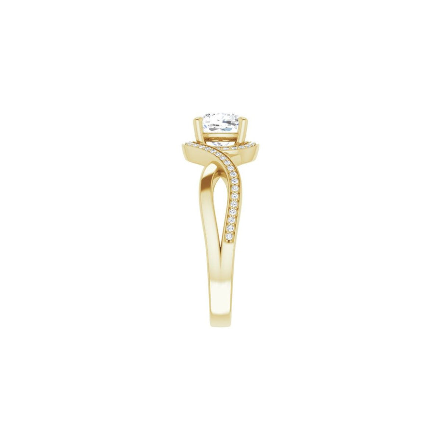 Cushion Halo-Style Bypass Engagement Ring Semi-Mount - gallery - Series 123023