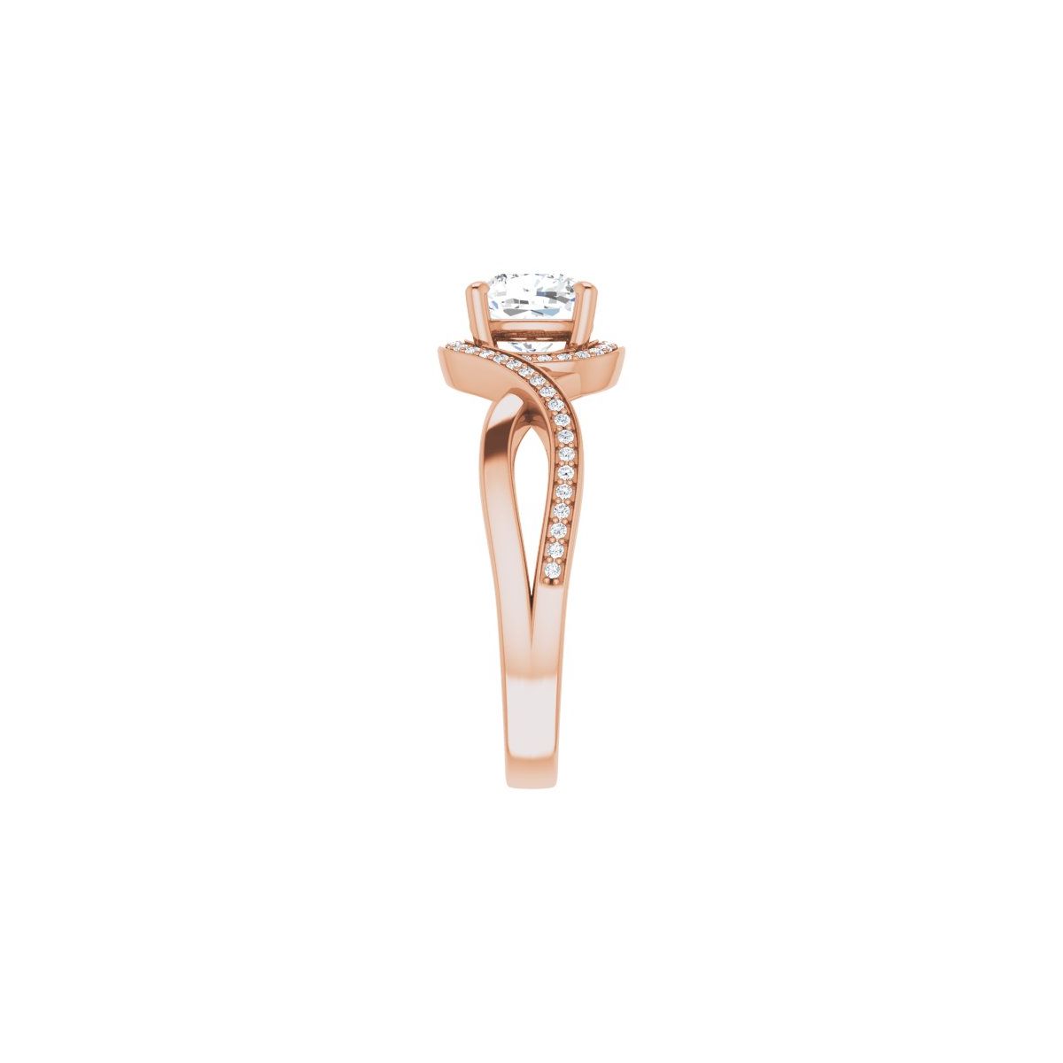 Cushion Halo-Style Bypass Engagement Ring Semi-Mount - gallery - Series 123023