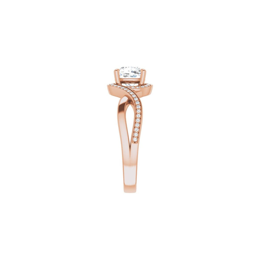 Cushion Halo-Style Bypass Engagement Ring Semi-Mount - gallery - Series 123023