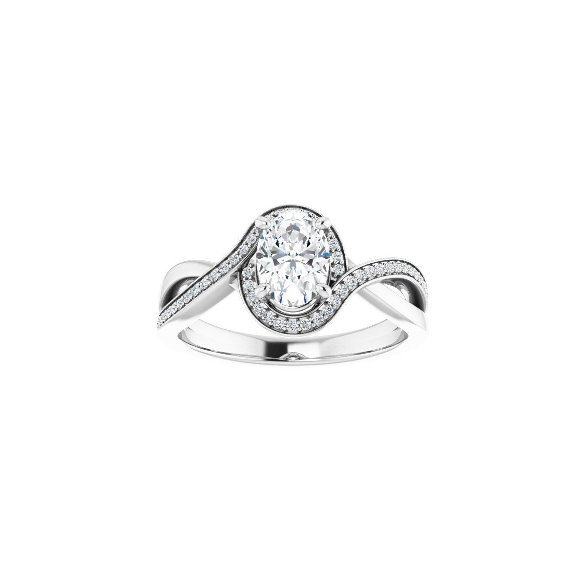 Oval Halo-Style Bypass Engagement Ring Semi-Mount - gallery - Series 123023