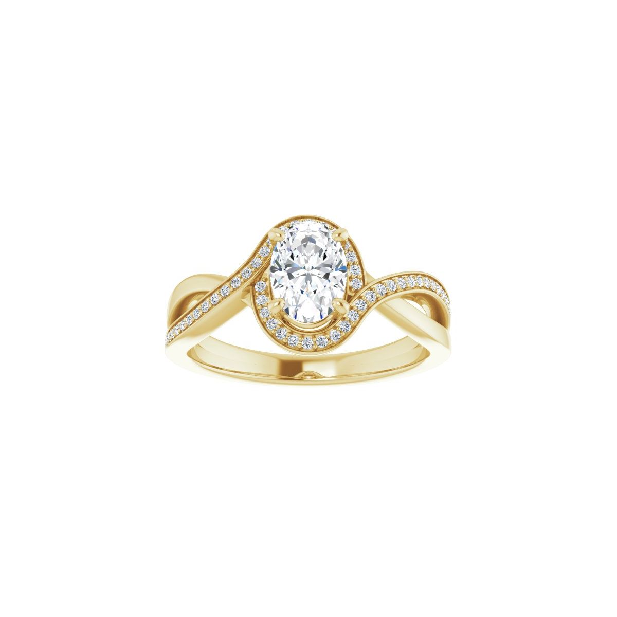 Oval Halo-Style Bypass Engagement Ring Semi-Mount - gallery - Series 123023