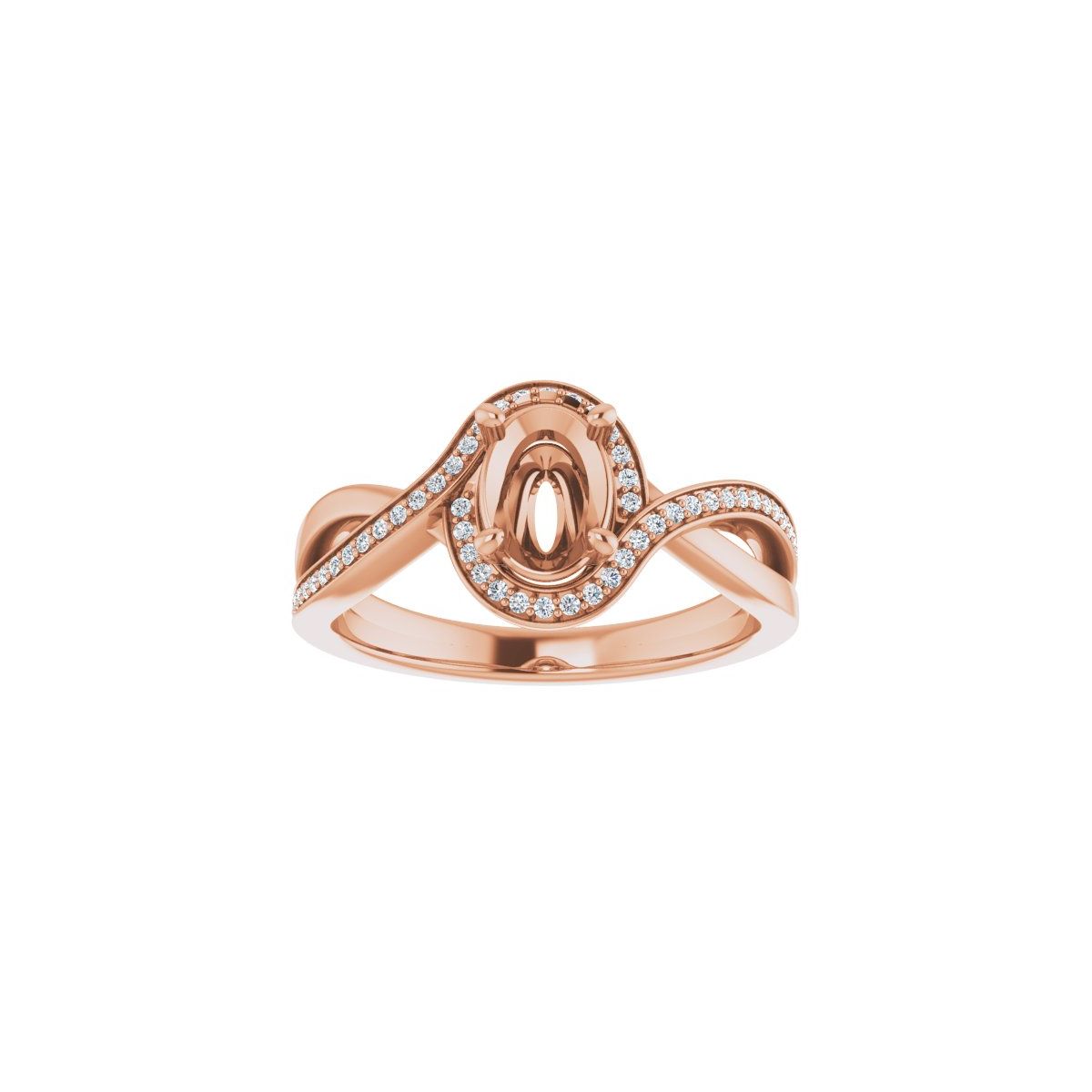 Oval Halo-Style Bypass Engagement Ring Semi-Mount - gallery - Series 123023