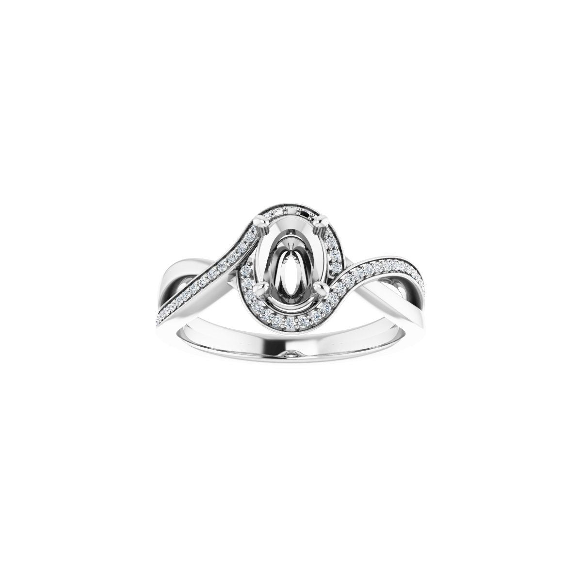 Oval Halo-Style Bypass Engagement Ring Semi-Mount - gallery - Series 123023