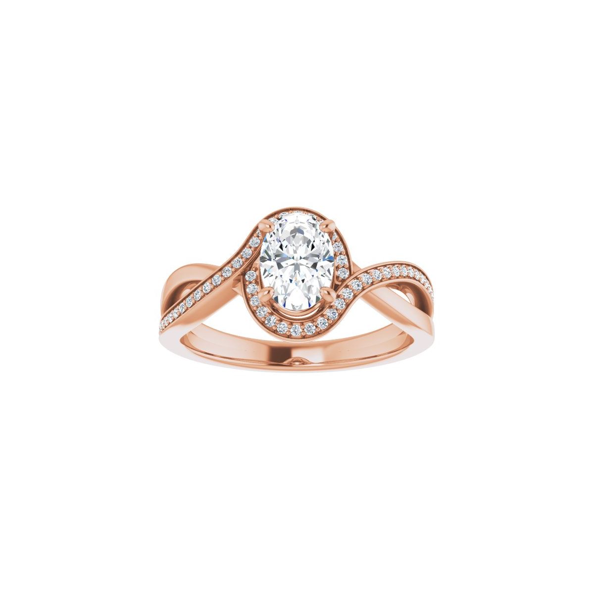 Oval Halo-Style Bypass Engagement Ring Semi-Mount - gallery - Series 123023