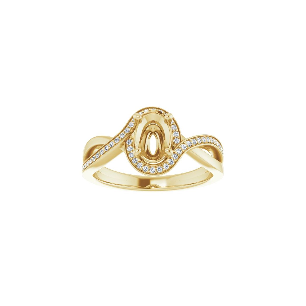 Oval Halo-Style Bypass Engagement Ring Semi-Mount - gallery - Series 123023