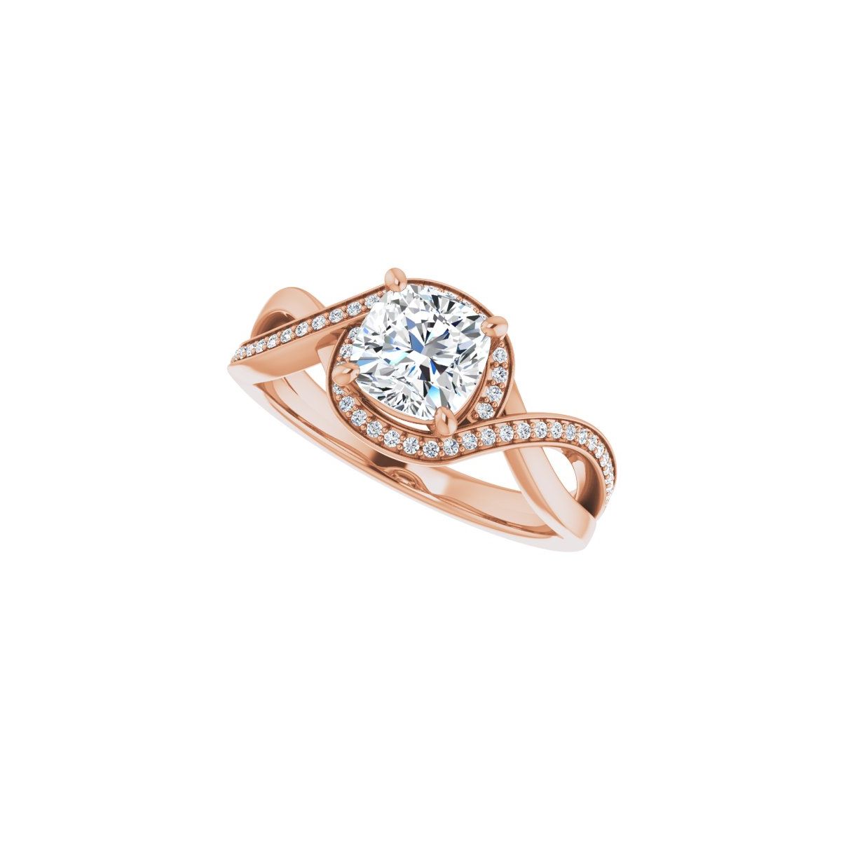 Cushion Halo-Style Bypass Engagement Ring Semi-Mount - gallery - Series 123023