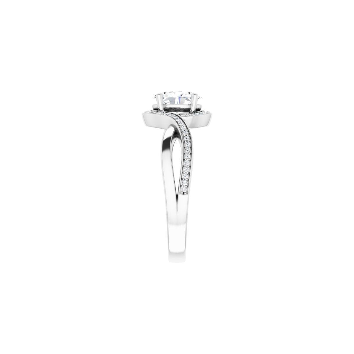 Oval Halo-Style Bypass Engagement Ring Semi-Mount - gallery - Series 123023