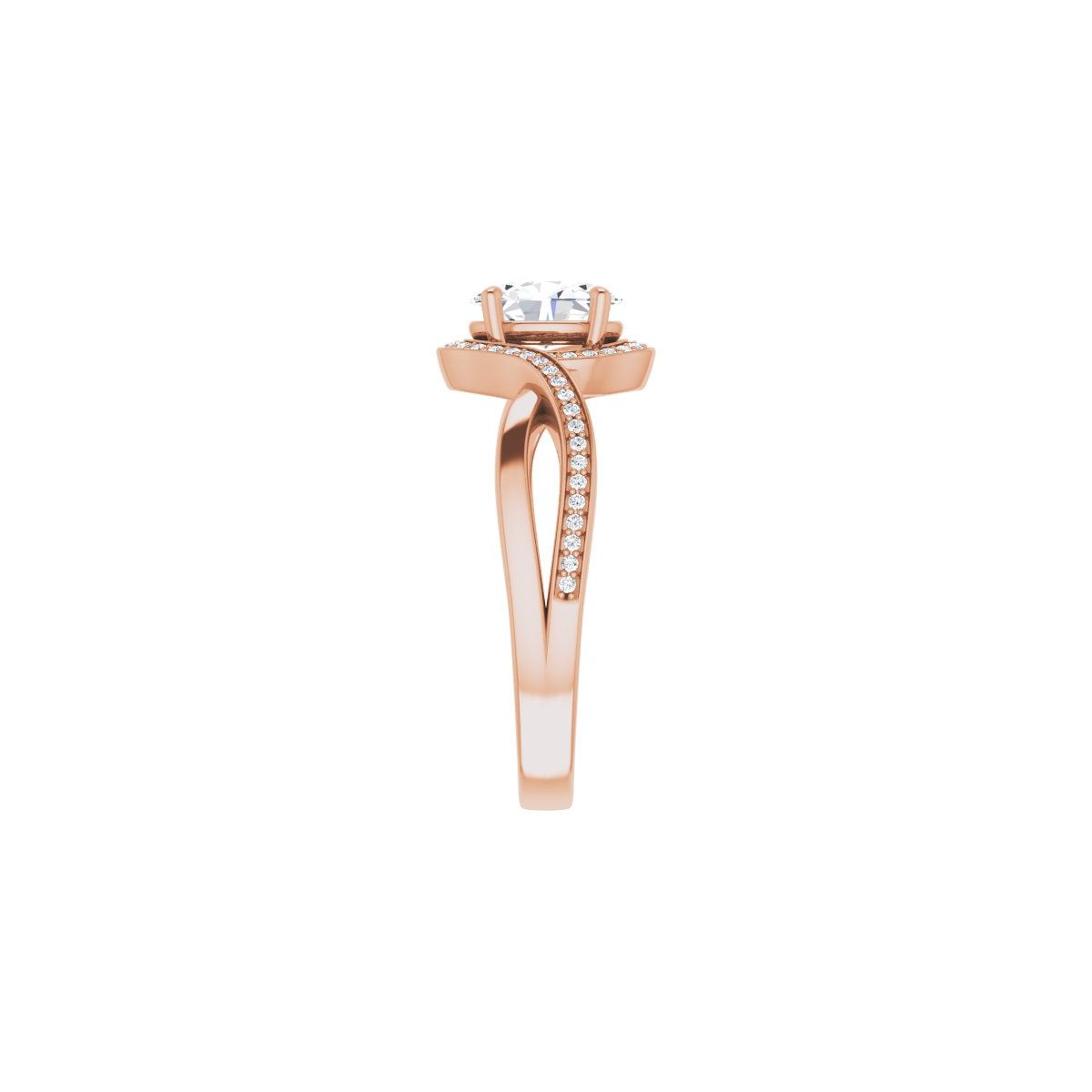 Oval Halo-Style Bypass Engagement Ring Semi-Mount - gallery - Series 123023