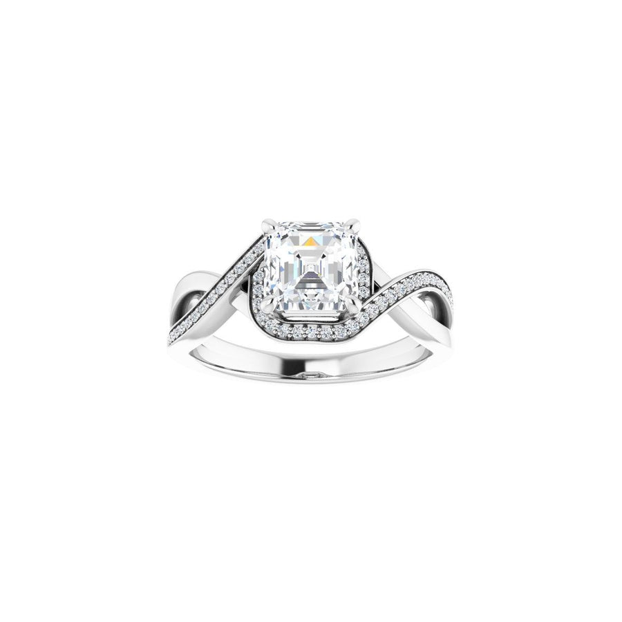 Asscher Halo-Style Bypass Engagement Ring Semi-Mount - gallery - Series 123023