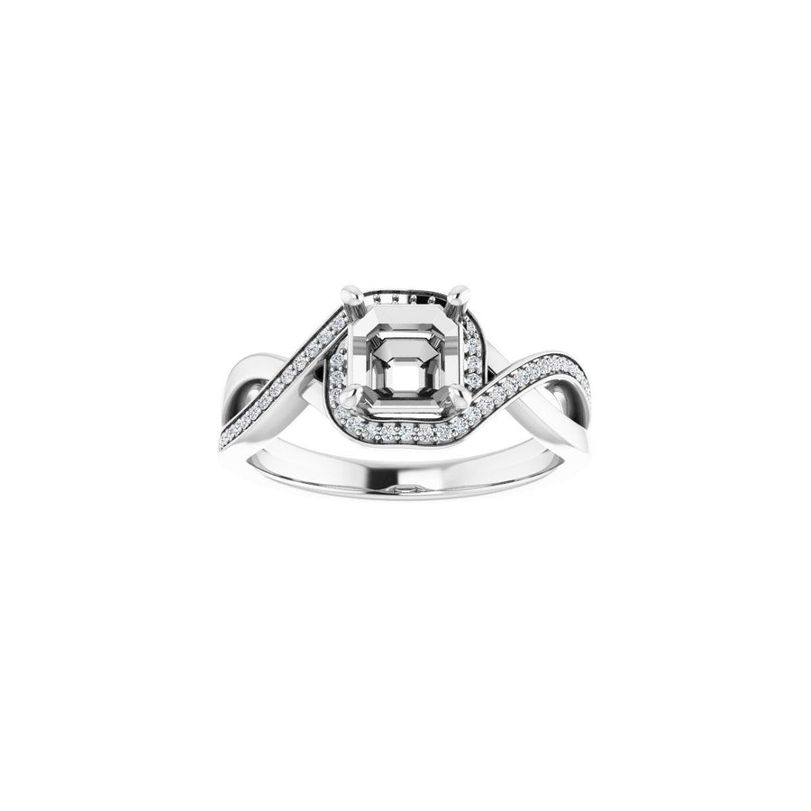Asscher Halo-Style Bypass Engagement Ring Semi-Mount - gallery - Series 123023