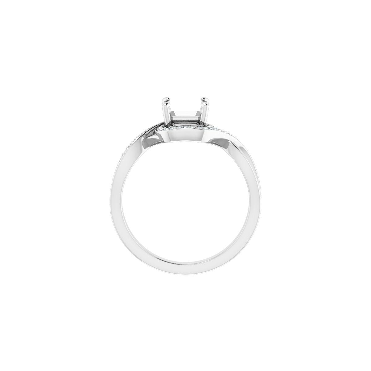 Asscher Halo-Style Bypass Engagement Ring Semi-Mount - gallery - Series 123023