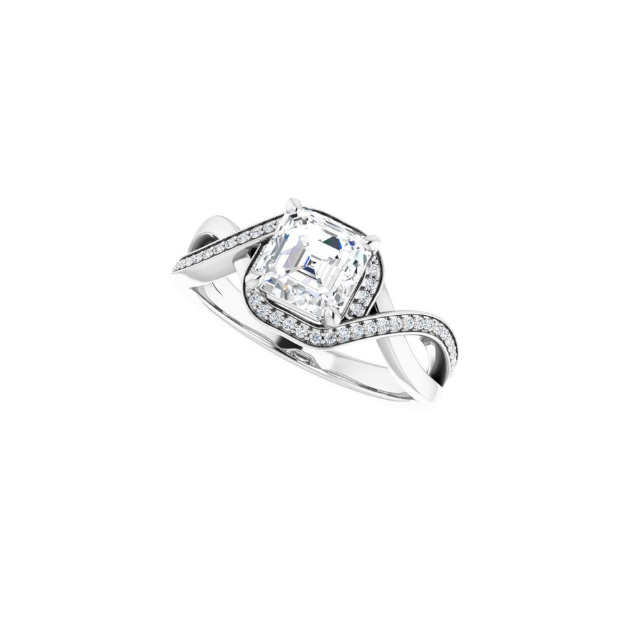 Asscher Halo-Style Bypass Engagement Ring Semi-Mount - gallery - Series 123023