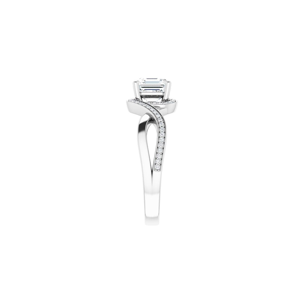 Asscher Halo-Style Bypass Engagement Ring Semi-Mount - gallery - Series 123023