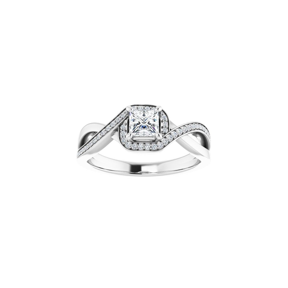 Square Halo-Style Bypass Engagement Ring Semi-Mount - gallery - Series 123023