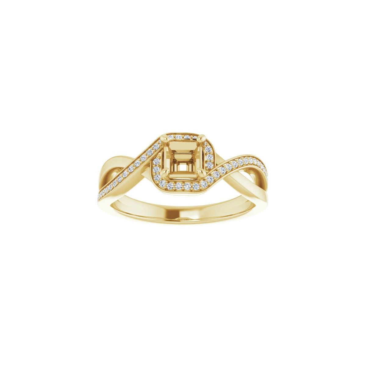 Square Halo-Style Bypass Engagement Ring Semi-Mount - gallery - Series 123023