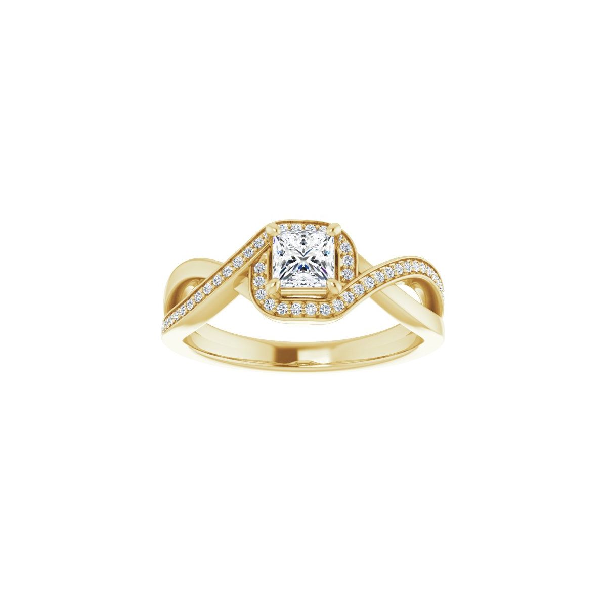 Square Halo-Style Bypass Engagement Ring Semi-Mount - gallery - Series 123023
