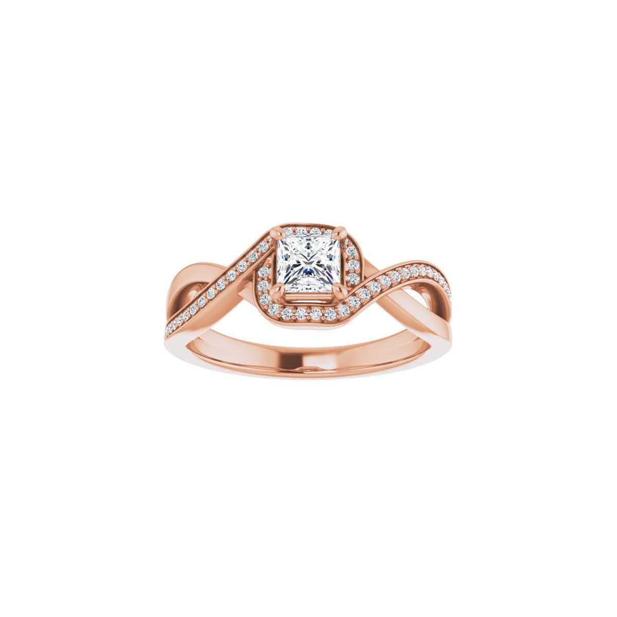 Square Halo-Style Bypass Engagement Ring Semi-Mount - gallery - Series 123023