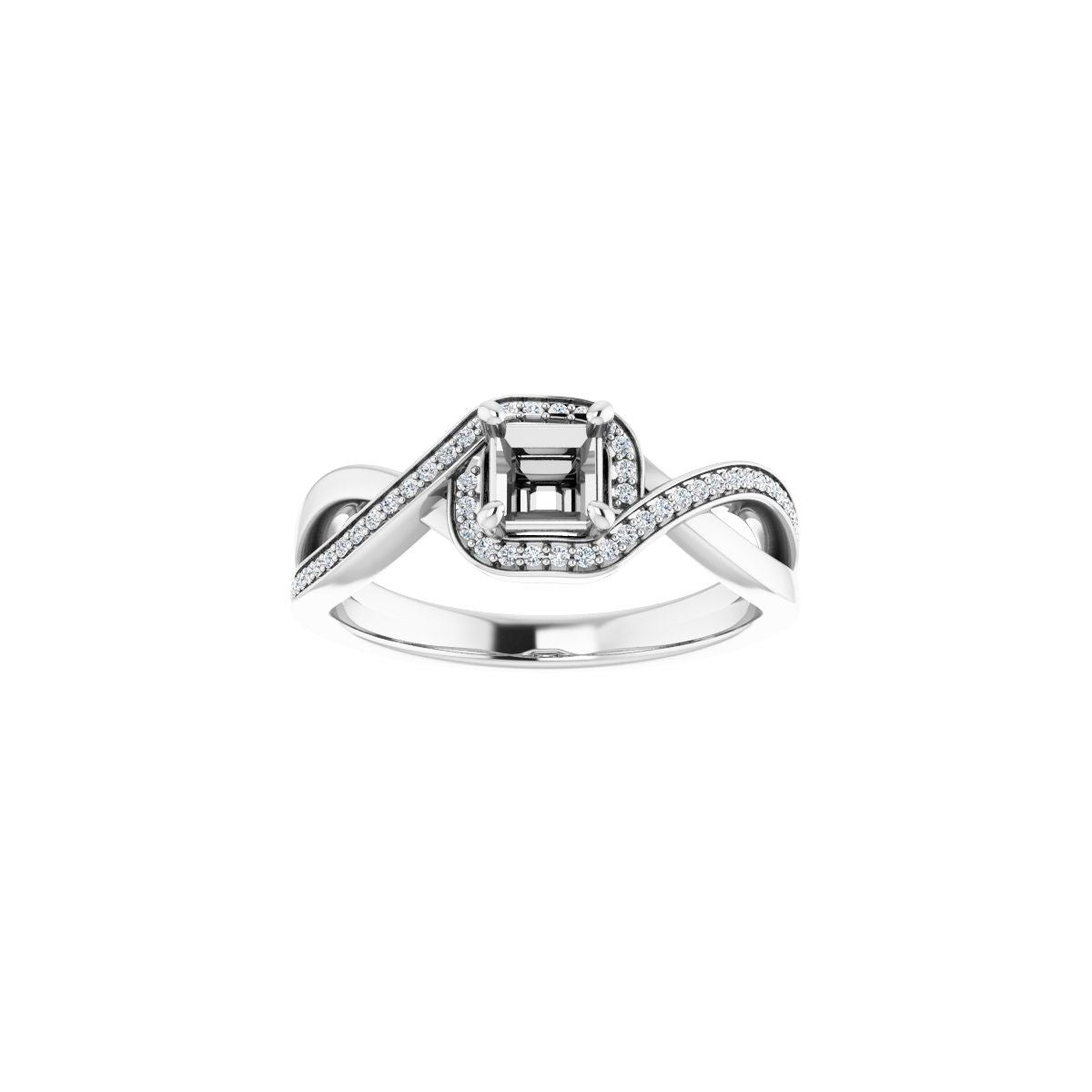 Square Halo-Style Bypass Engagement Ring Semi-Mount - gallery - Series 123023