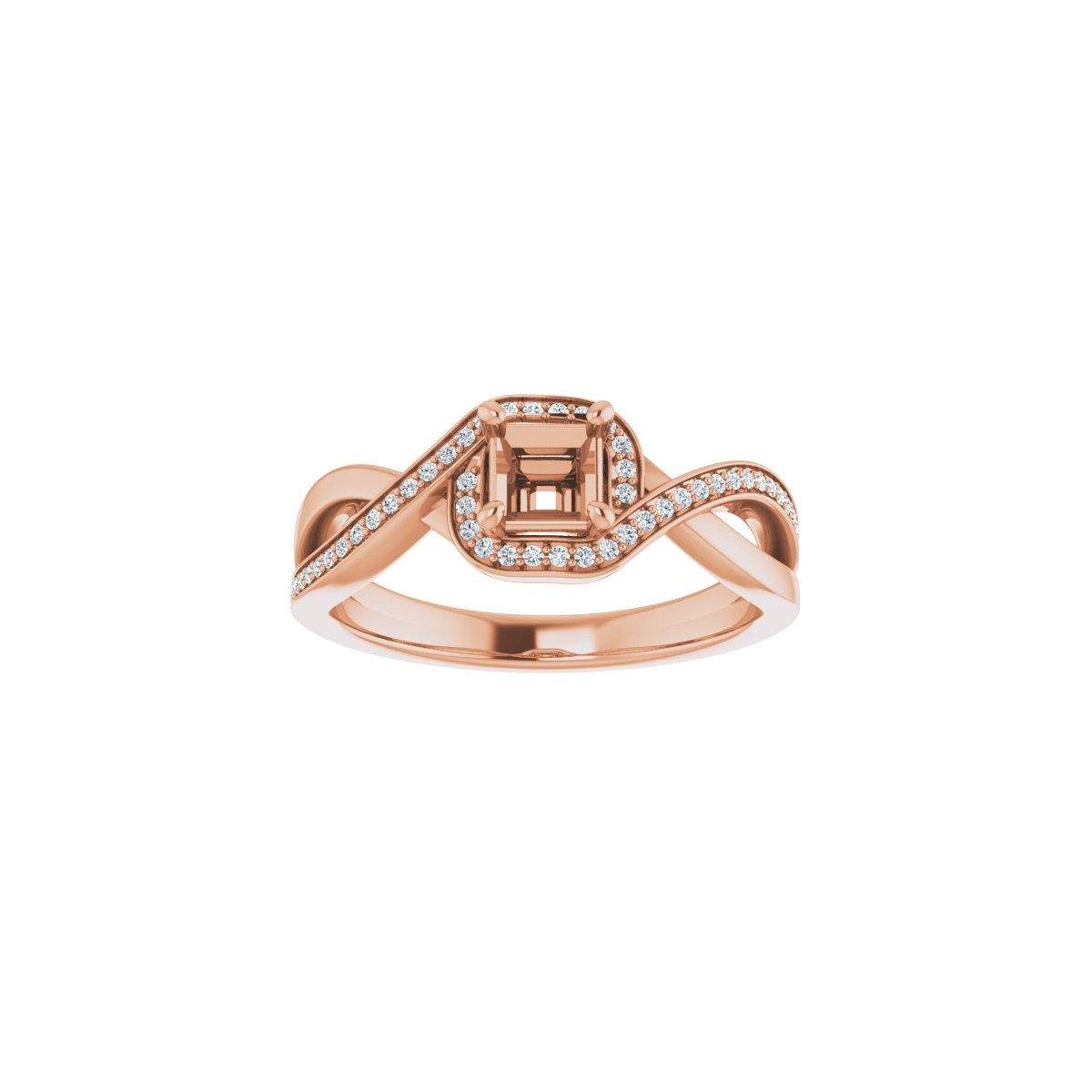 Square Halo-Style Bypass Engagement Ring Semi-Mount - gallery - Series 123023