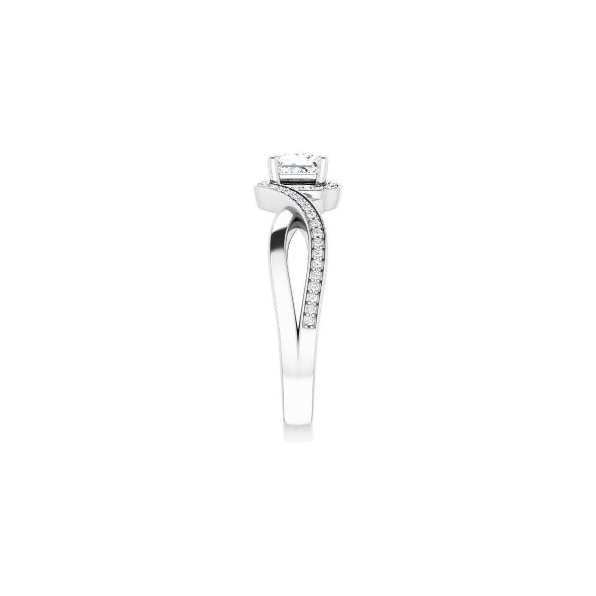 Square Halo-Style Bypass Engagement Ring Semi-Mount - gallery - Series 123023