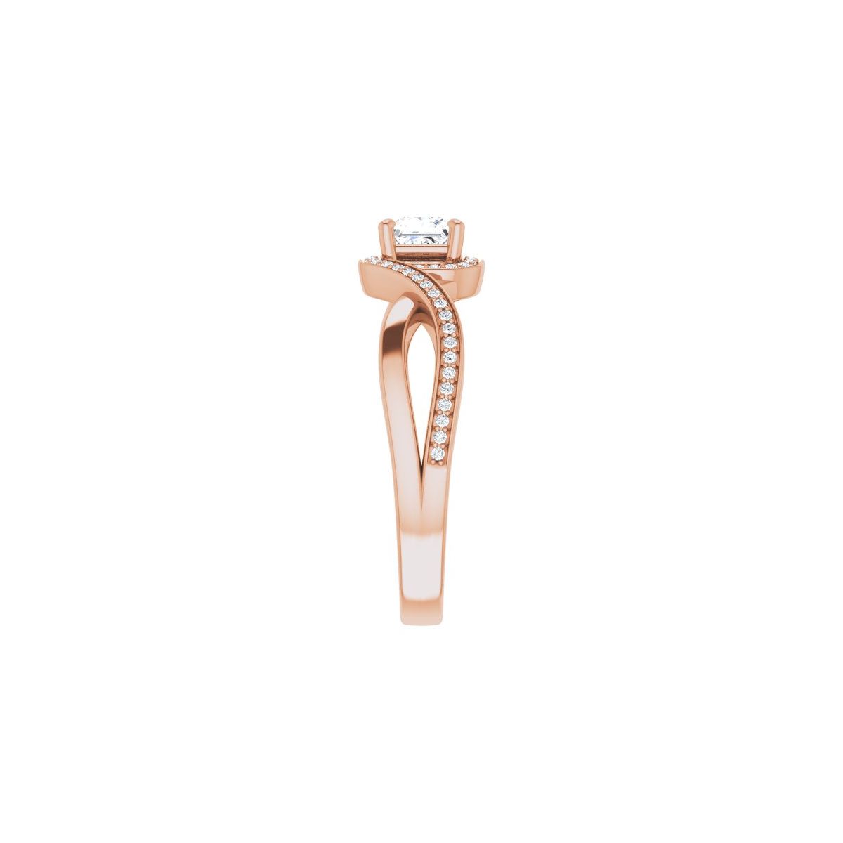 Square Halo-Style Bypass Engagement Ring Semi-Mount - gallery - Series 123023