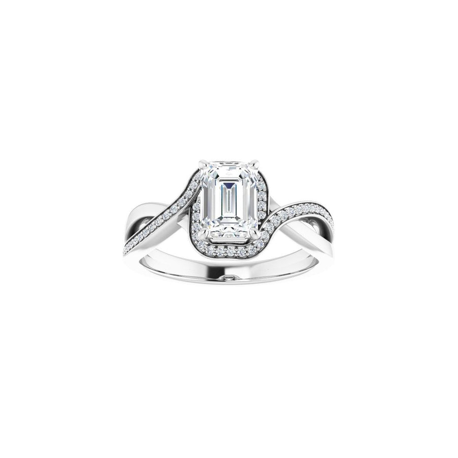 Emerald Halo-Style Bypass Engagement Ring Semi-Mount - gallery - Series 123023