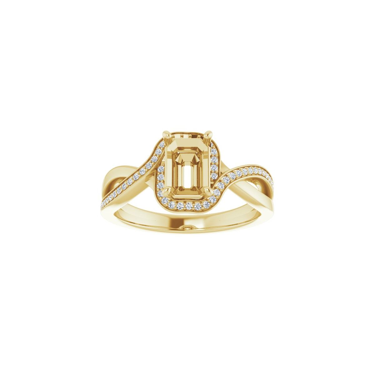 Emerald Halo-Style Bypass Engagement Ring Semi-Mount - gallery - Series 123023