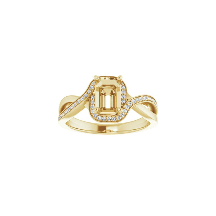 Emerald Halo-Style Bypass Engagement Ring Semi-Mount - gallery - Series 123023