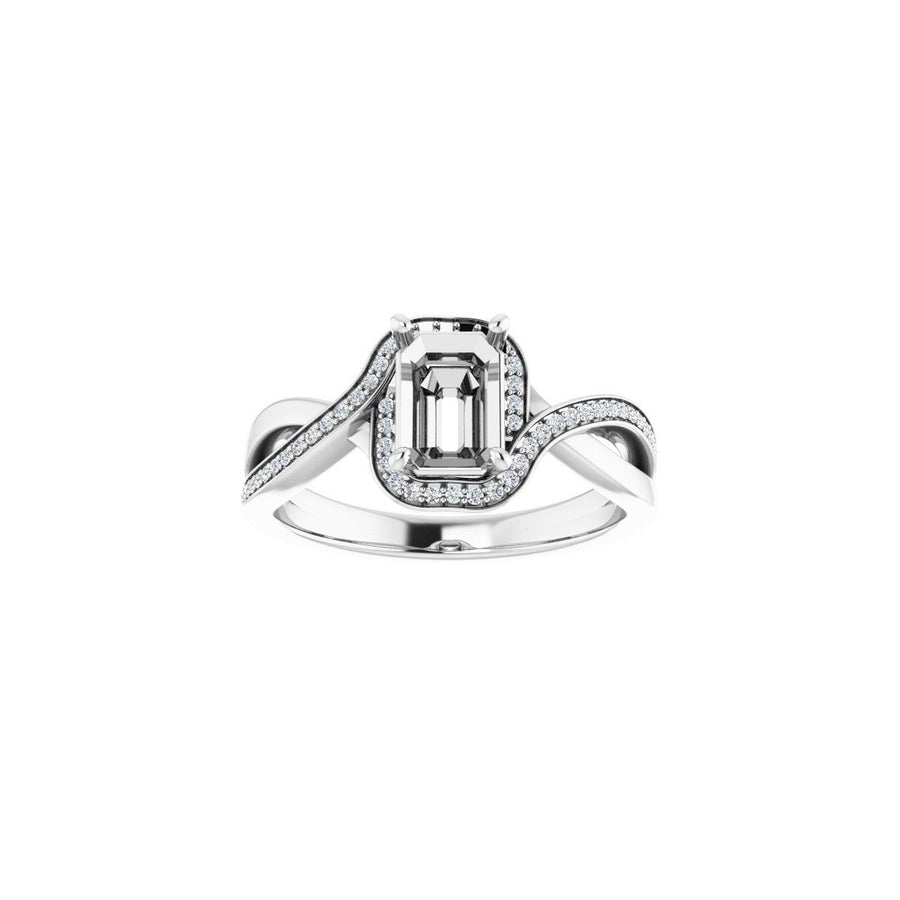 Emerald Halo-Style Bypass Engagement Ring Semi-Mount - gallery - Series 123023
