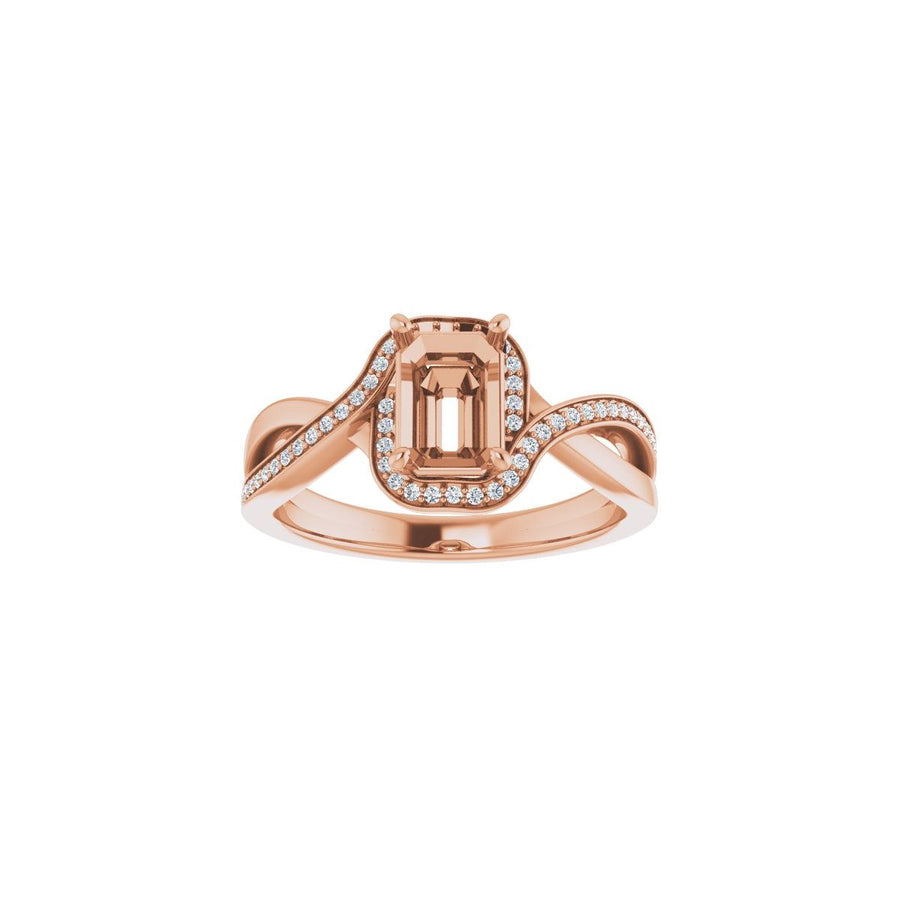 Emerald Halo-Style Bypass Engagement Ring Semi-Mount - gallery - Series 123023