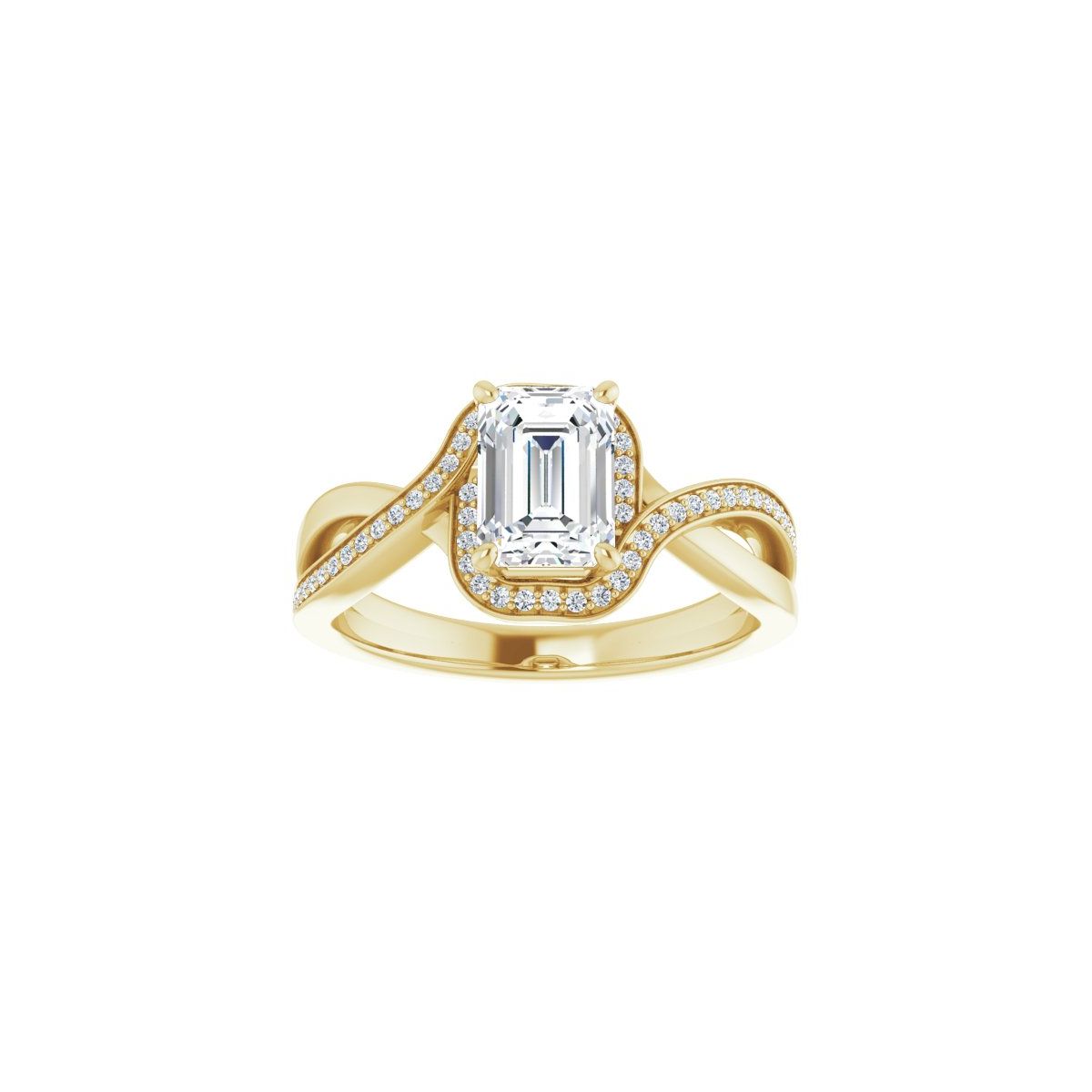 Emerald Halo-Style Bypass Engagement Ring Semi-Mount - gallery - Series 123023
